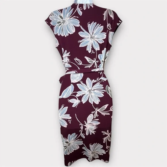 Purple and Blue Floral Wrap Dress - Picture 6 of 10